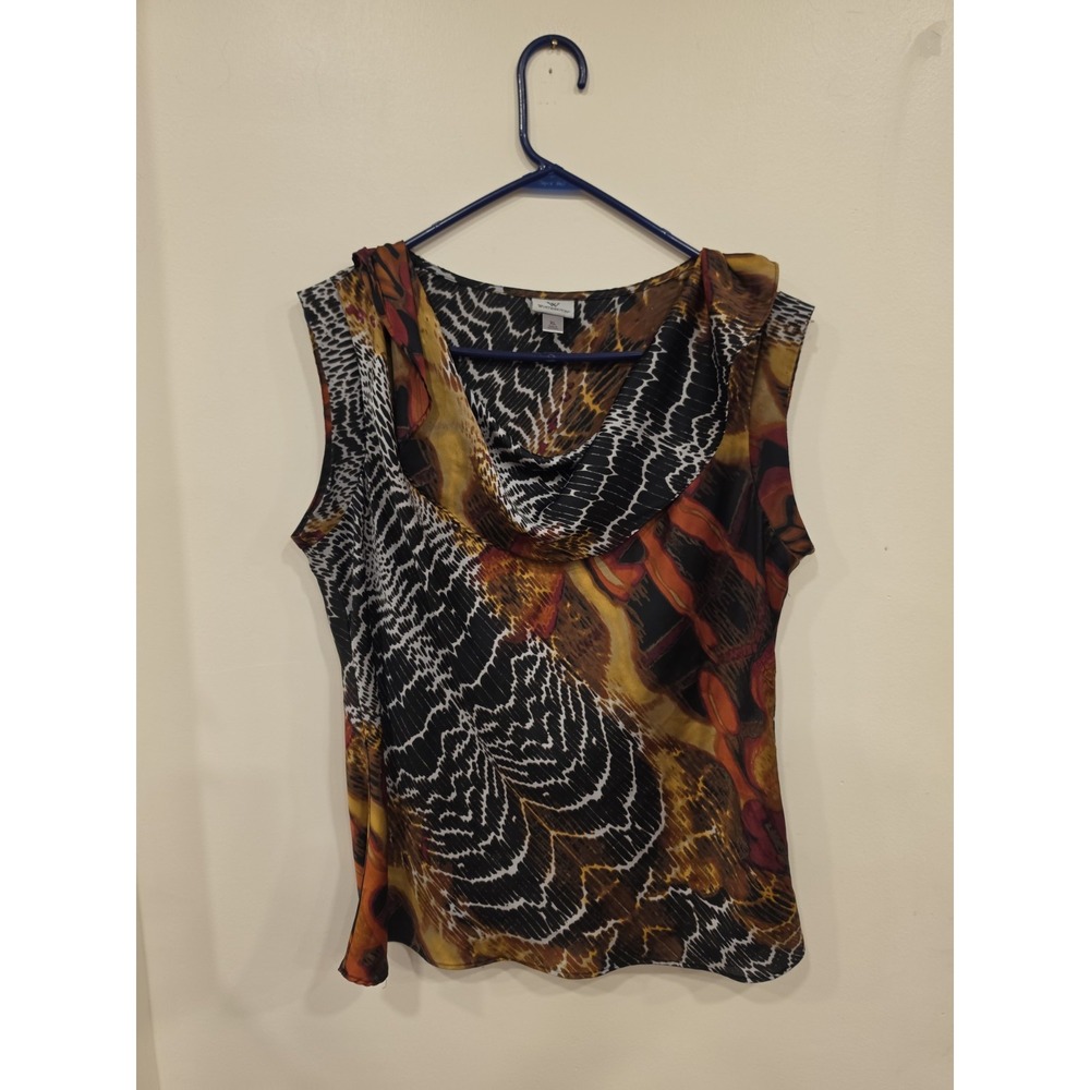Y2K Boho Worthington Top W/ Cowl Size XL Animal Print Garment Cut